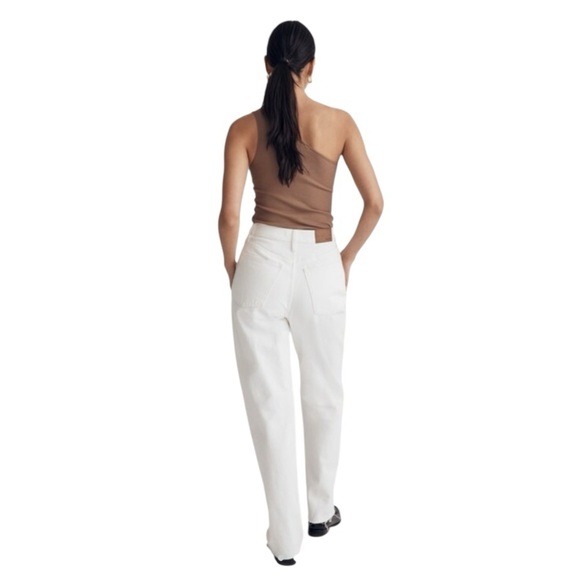 Madewell - NWT Petite Baggy Straight Jeans Women's White Distressed Jeans Sz 28P - Picture 2 of 10
